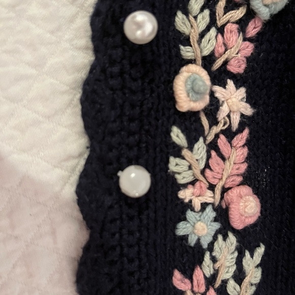 COPY - Vintage Navy cardigan with embroidered flowers. - Picture 8 of 10